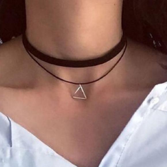Jewelry - RESTOCKED! Double Choker Triangle Pendant Necklace